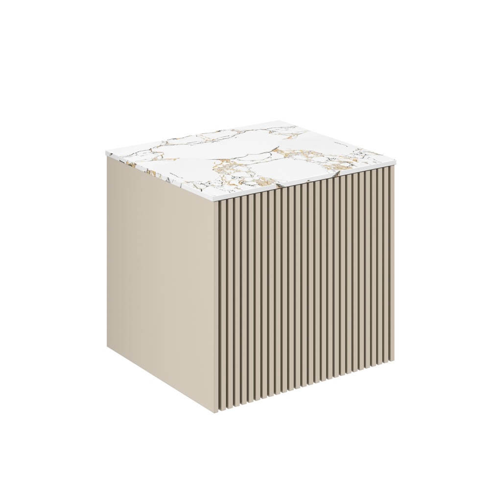 Crosswater Limit Warm Stone 500mm Wall Hung Vanity Unit & Estatuario Worktop